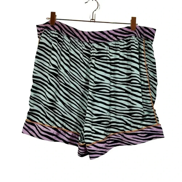 Karen Mabon Color Block Zebra Tiger Mix Print Pajama Lounge Shorts - Picture 5 of 8